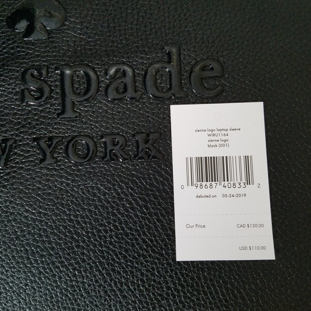 kate Spade black sienne logo laptop sleeve new - Picture 8 of 8